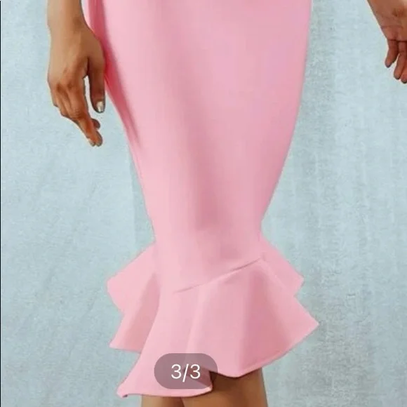 One shoulder Ruffle hem Dress - Picture 5 of 6